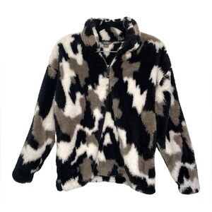 Eddie Bauer Black Camo Fleece 1/4 Zip Pullover